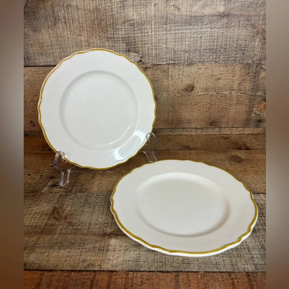 2 Homer Laughlin HLC China Styleline Gold Trim Scalloped Bread Butter Plate 7